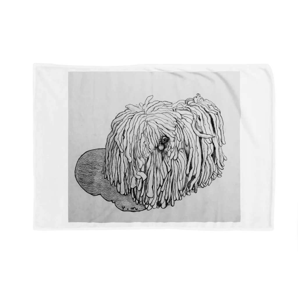 光平洋子のかしこいプーリー犬が振り向いた。puli illustration  Blanket