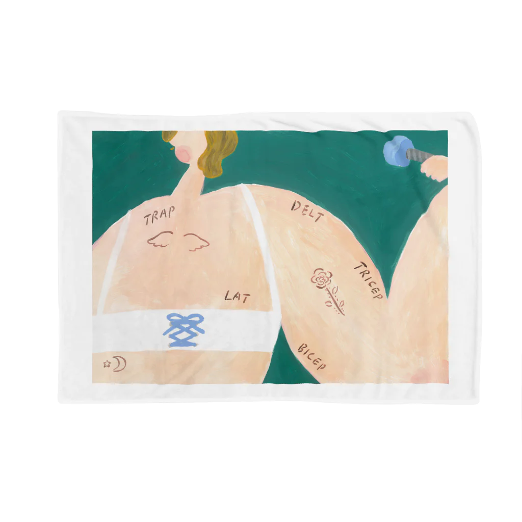 YA MARKETの筋肉タトゥーの女の子 Blanket