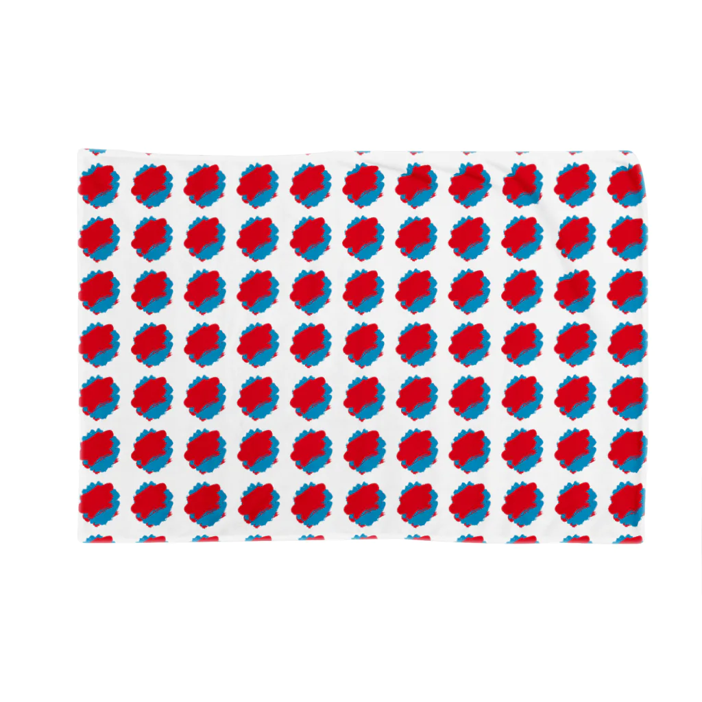 SANKAKU DESIGN STOREの赤青/青赤 ブラシ水玉模様。C ブランケット