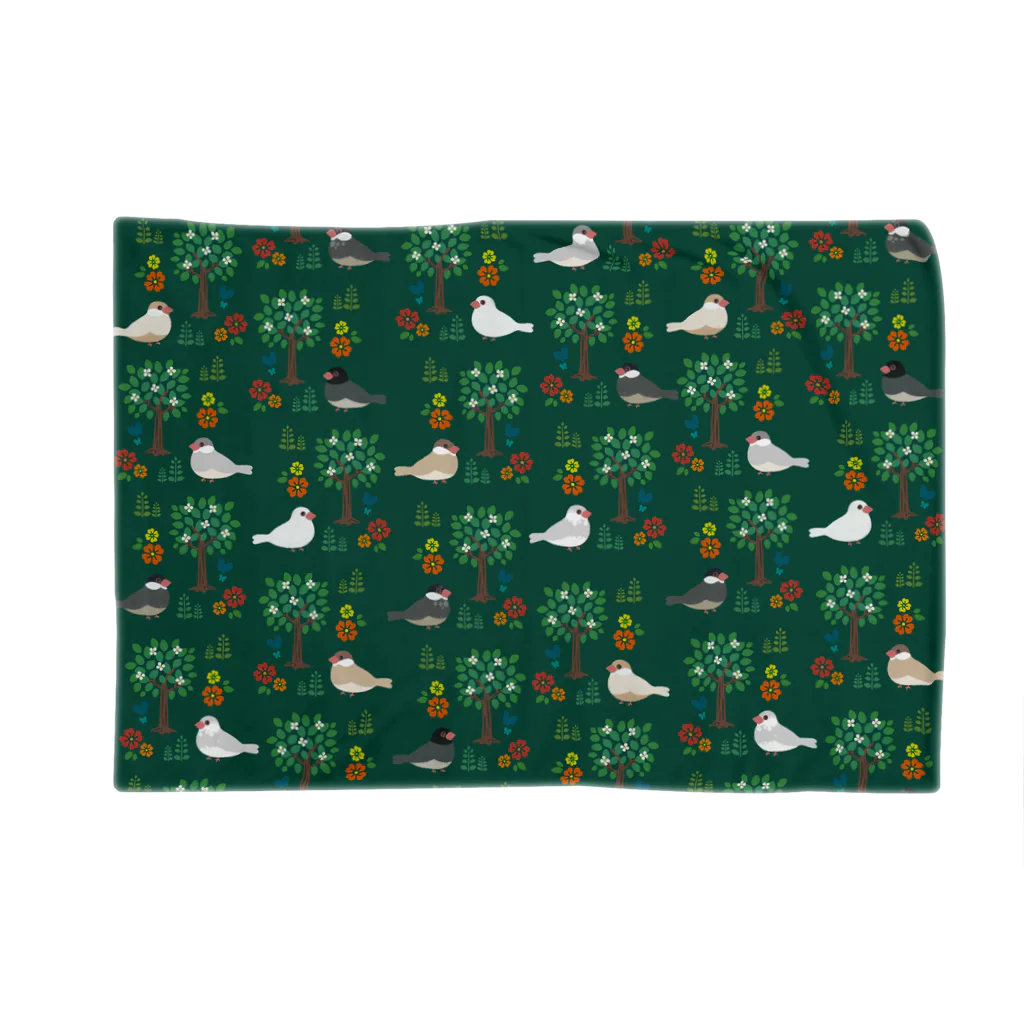 4649の文鳥と植物_緑 Blanket
