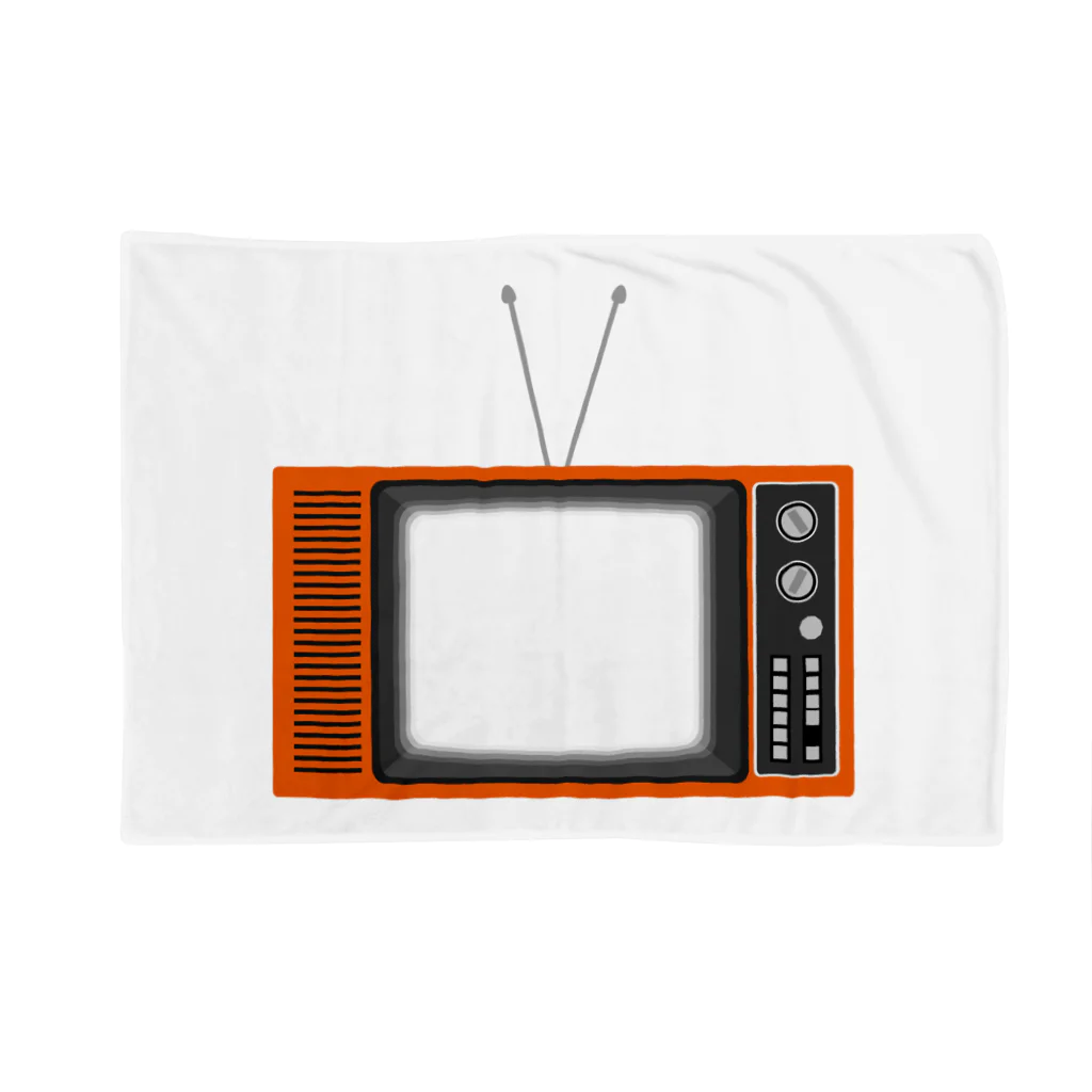 illust_designs_labのレトロな昭和の可愛いテレビのイラスト 画面オン ブランケット