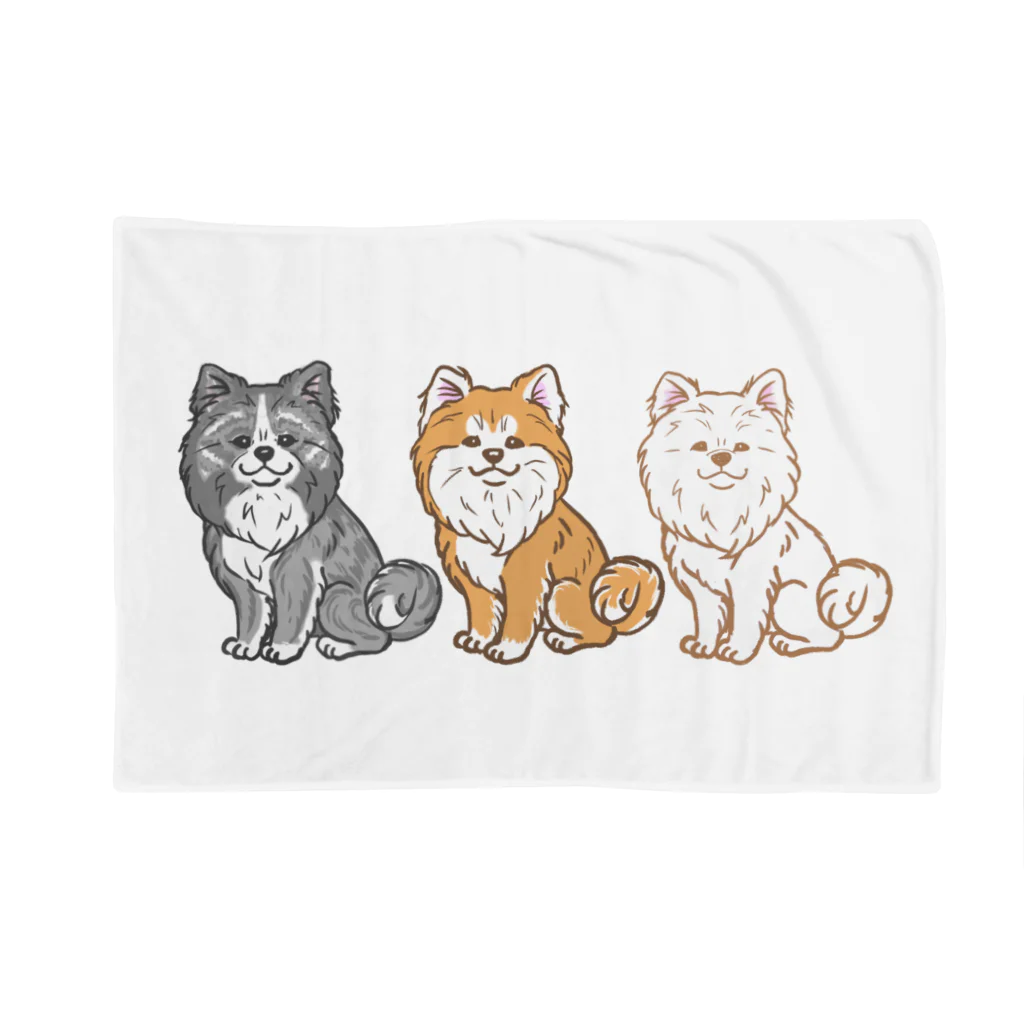 春風工房のムクムク秋田犬トリオ Blanket