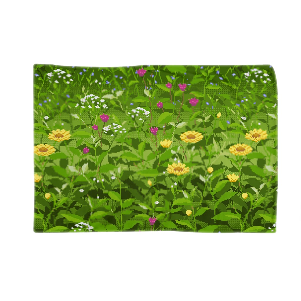 春の草 花ドット絵 Kiku Knit Kikuknit のブランケット通販 Suzuri スズリ