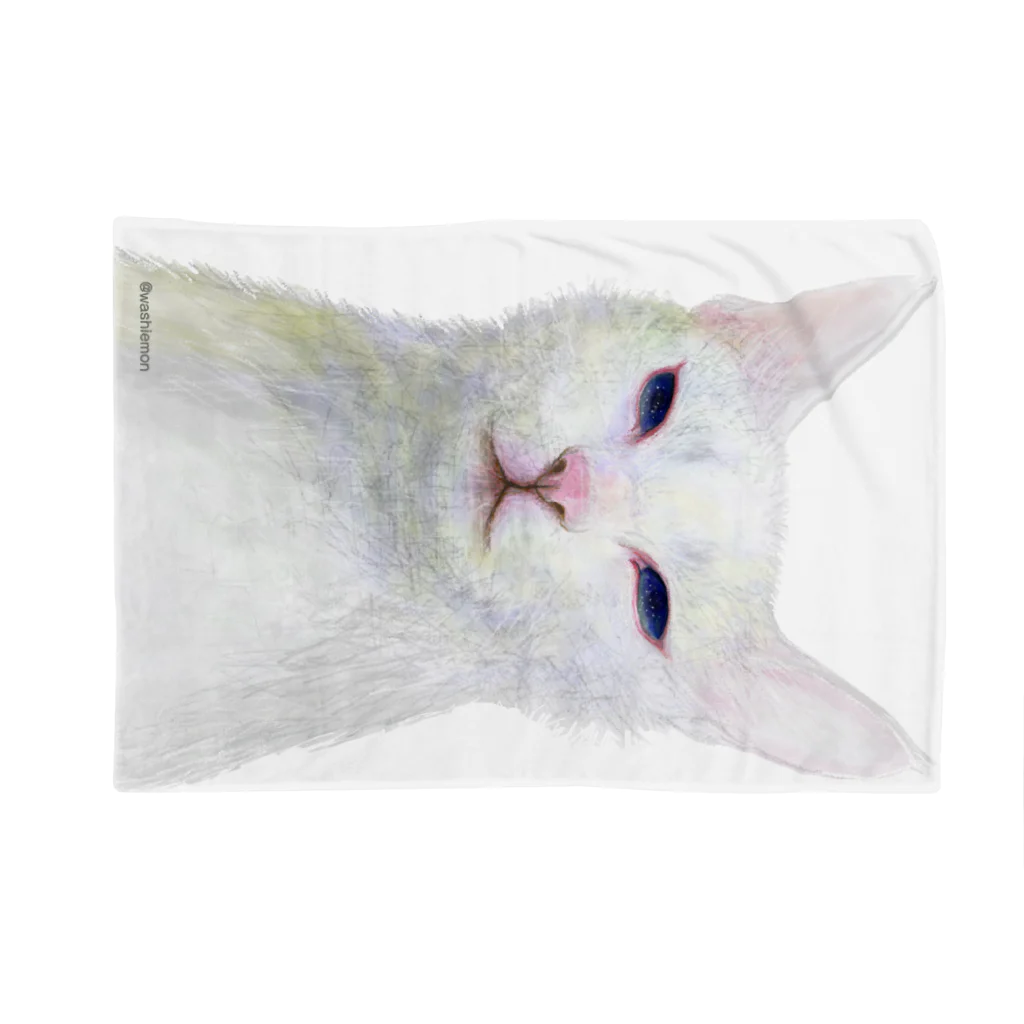 Washiemon and Ai-chan's Shopの白い猫 Blanket