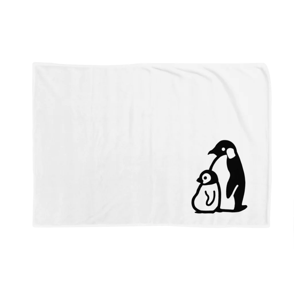 かわずやのぺんぎんのおやこ（黒） Blanket