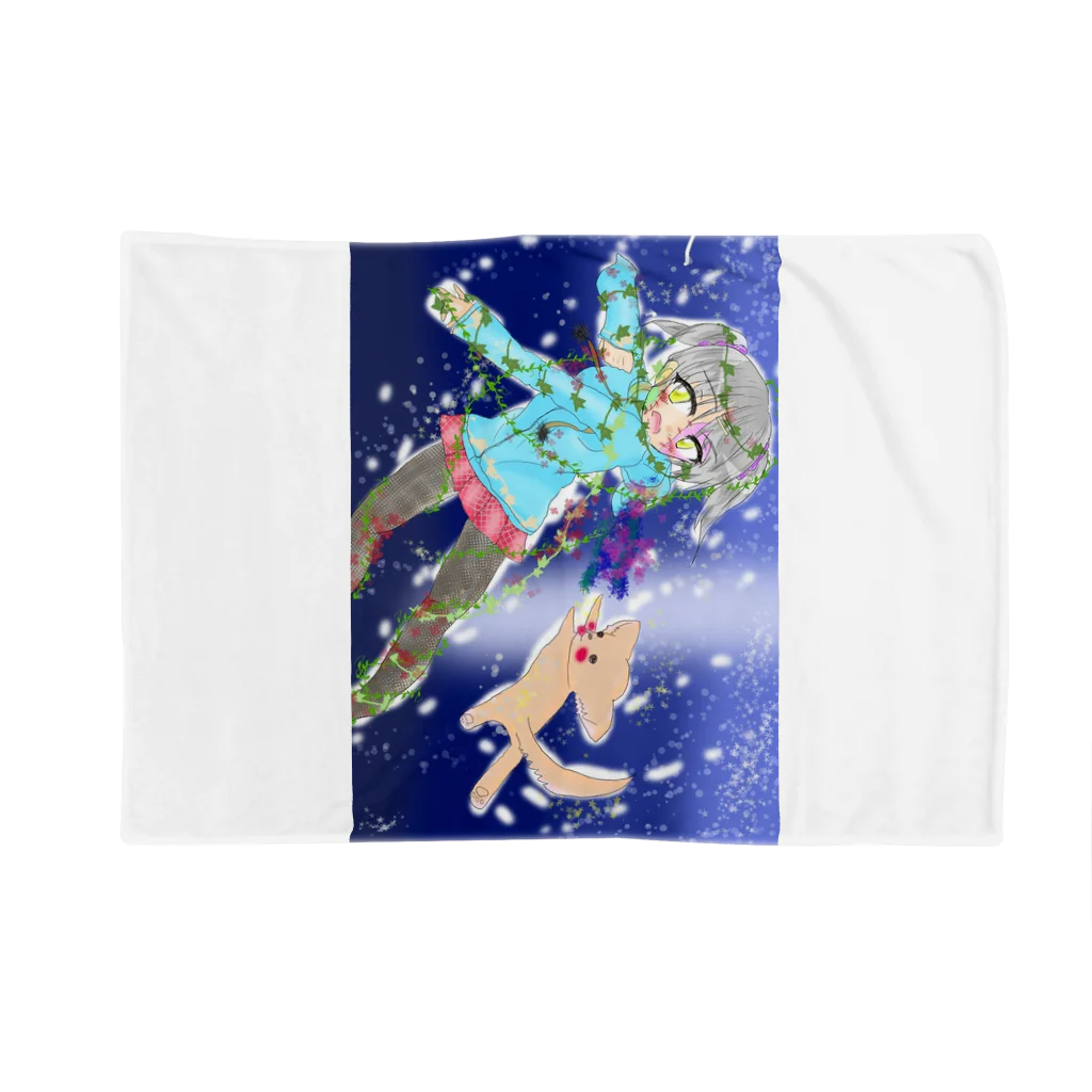 くぅちゃんの犬と女の子と星空 Blanket