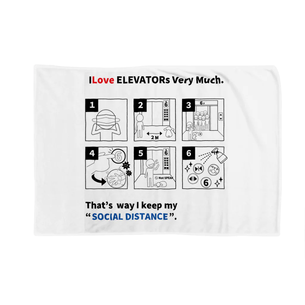 aki4416しょっぷのILoveELEVATOR ソーシャルディスタンス Blanket