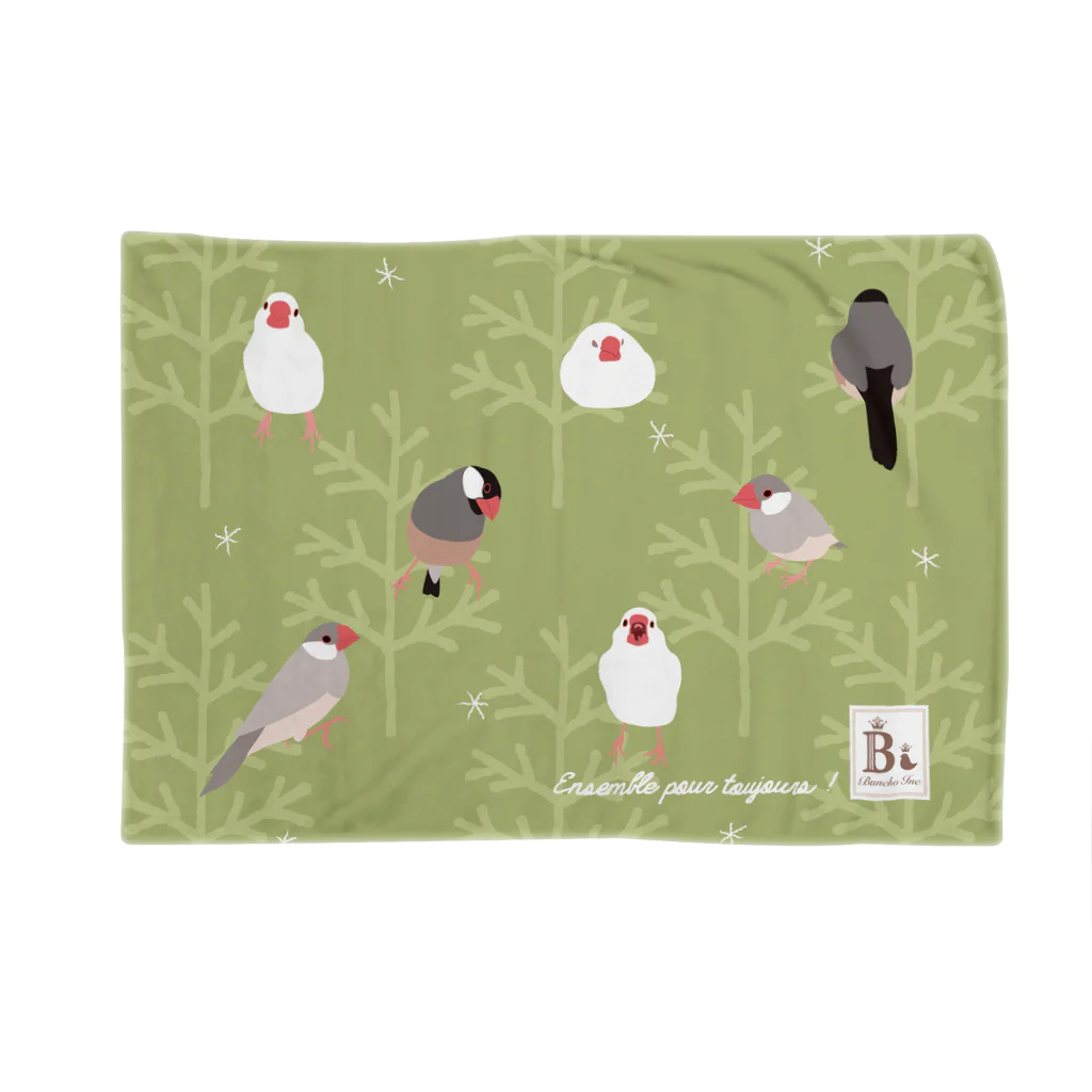 文鳥株式☆会社の文鳥さん　グリーン Blanket