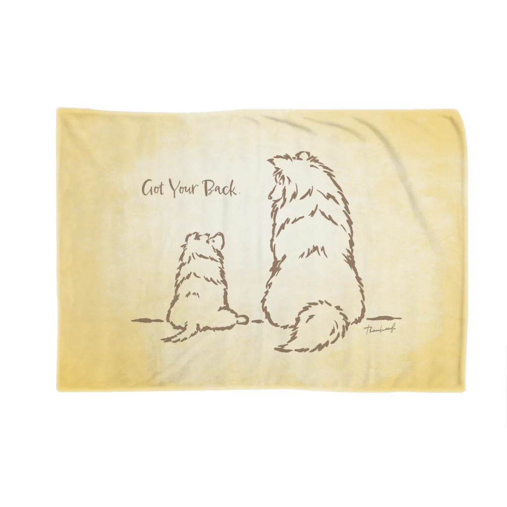 BowWoof Shopの【クリーム】親子シェルティ ひざ掛け Blanket