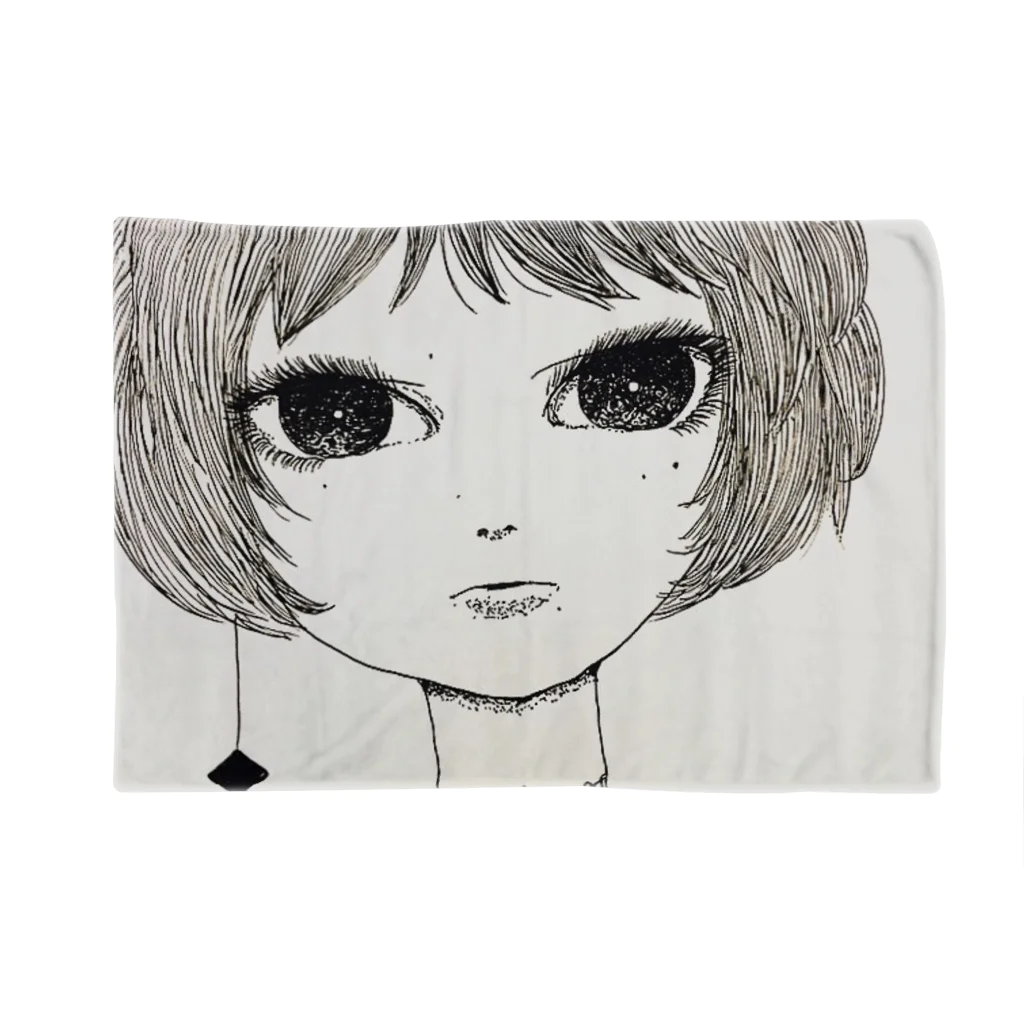 Rena Tsukiji - illustration goodsの憂いのまなざしガール Blanket