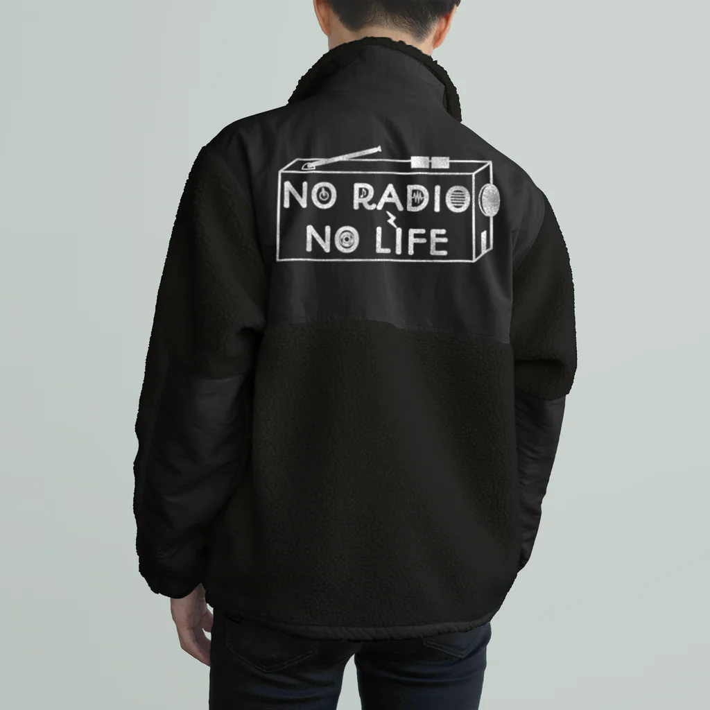 ぺんぎん24のNO RADIO NO LIFE(ホワイト) ボアフリースジャケット