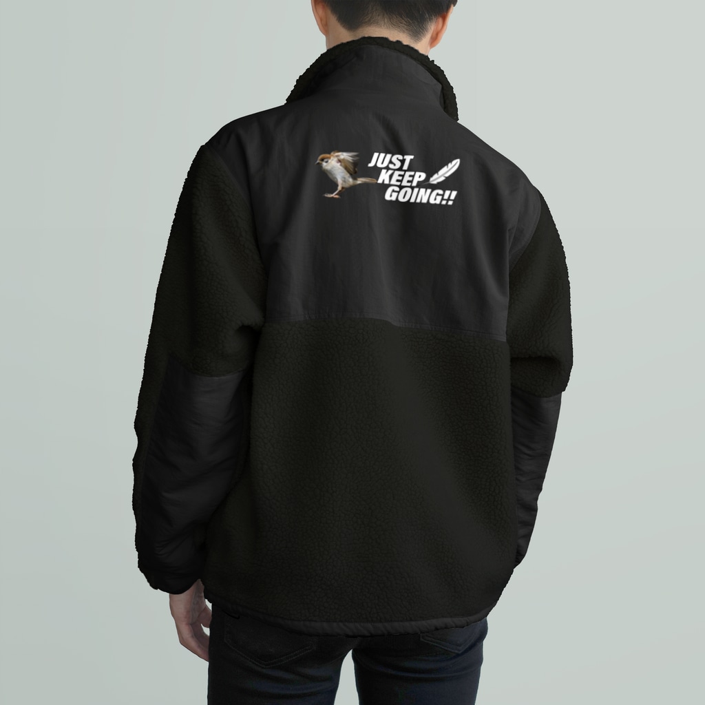“すずめのおみせ” SUZURI店のJUST KEEP GOING Boa Fleece Jacket