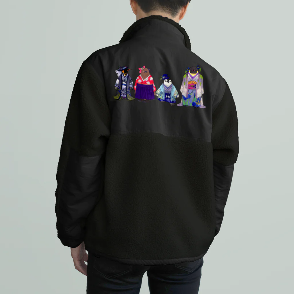 ヤママユ(ヤママユ・ペンギイナ)のいずれ菖蒲か杜若₋Aptenodytes Kimono Penguins- Boa Fleece Jacket