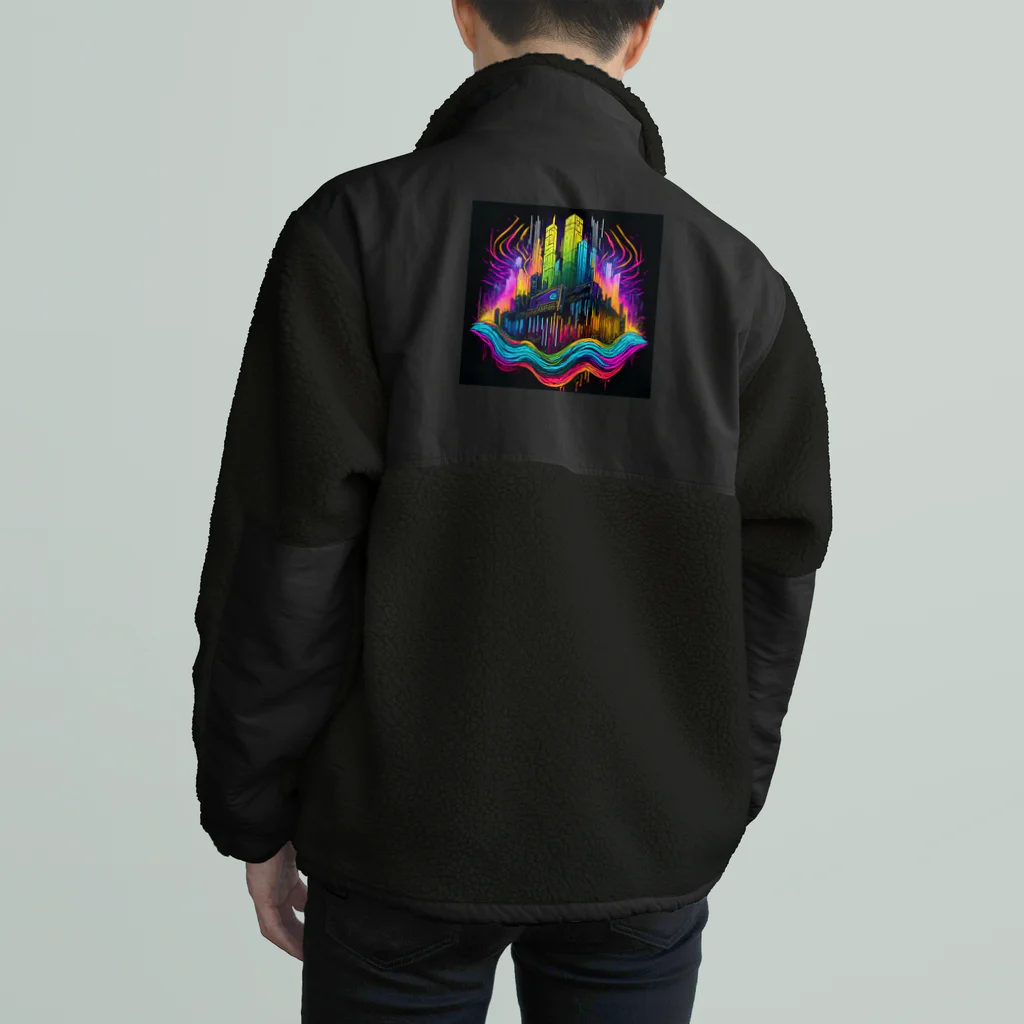 のんびりアート工房のサイバーパンク都市 Boa Fleece Jacket