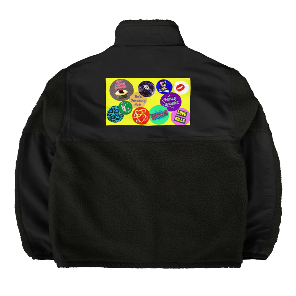 PAW WOW MEOWの80年代風ステッカー☆彡 Boa Fleece Jacket