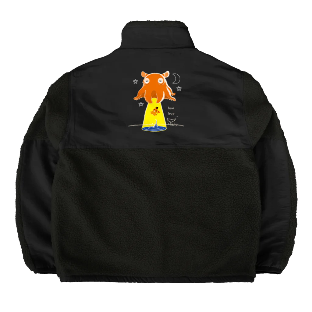 イラスト MONYAAT のバックプリント　たこさんwinなーとメンダコUFO Boa Fleece Jacket