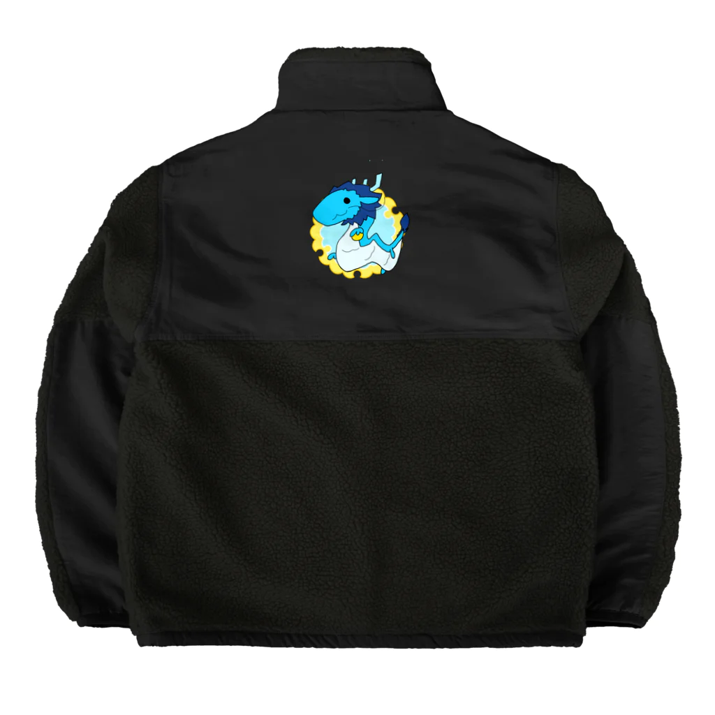 ヘーゼル色のどんぐりまなこのちび龍(青) Boa Fleece Jacket