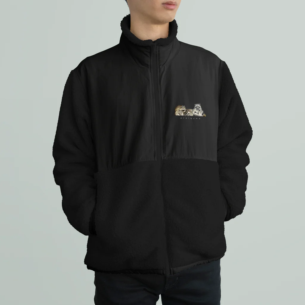 ムジナ基地のアライグマ（白文字） Boa Fleece Jacket