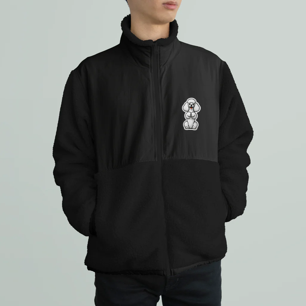 COCO SHOPのホワイトカラーのプードル（ちんちんポーズ） Boa Fleece Jacket