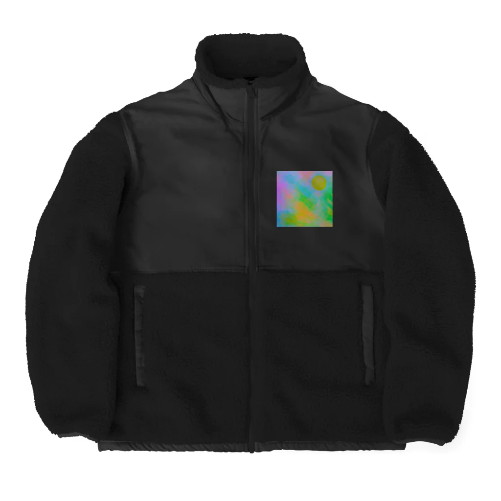 水草のサイケデリックな満月 Boa Fleece Jacket
