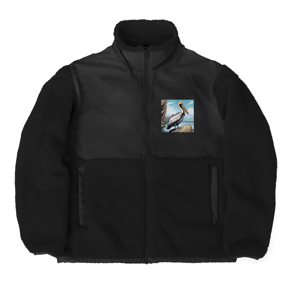 京都イラスト工房の動物シリーズ12：ペリカン Boa Fleece Jacket