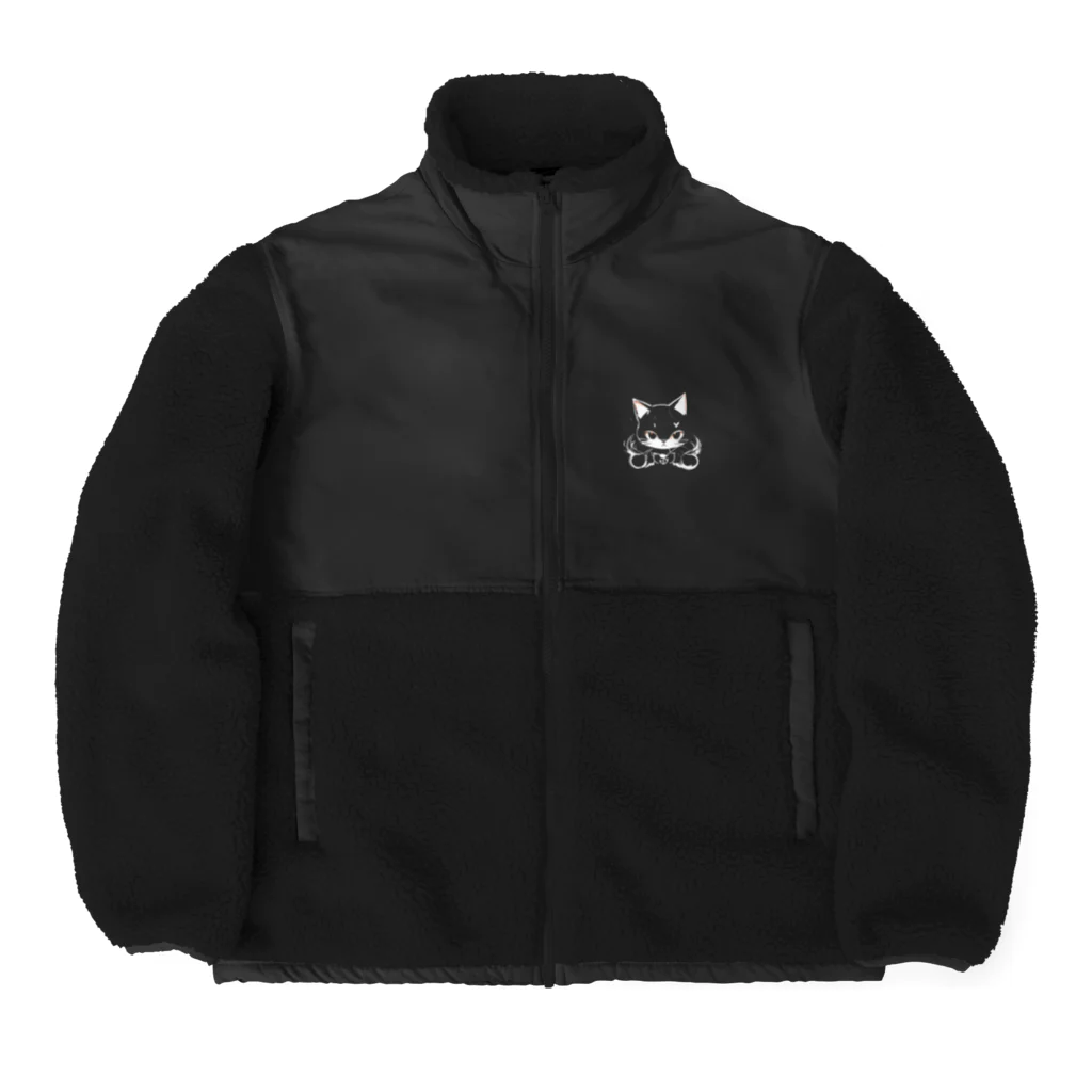 WshopTYの後ろの色に塗られるねこさん Boa Fleece Jacket