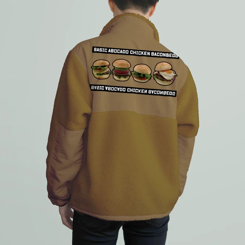 メシテロタイプ（飯テロTシャツブランド）のハンバーガーズ ボアフリースジャケット
