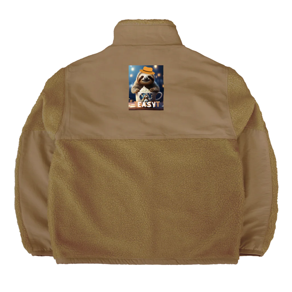 Mellow-Skyのナマケモノとクリーミーなドリンク Boa Fleece Jacket