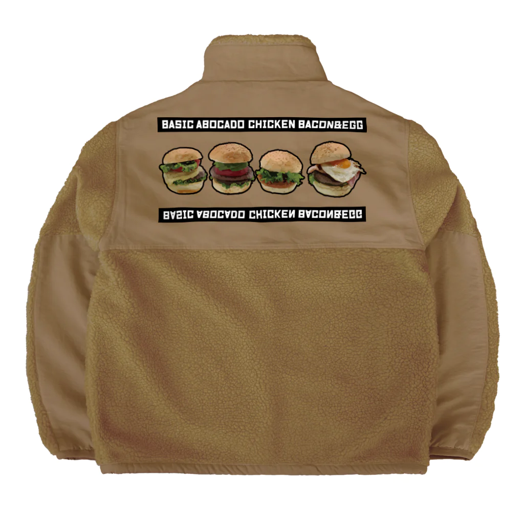メシテロタイプ（飯テロTシャツブランド）のハンバーガーズ ボアフリースジャケット