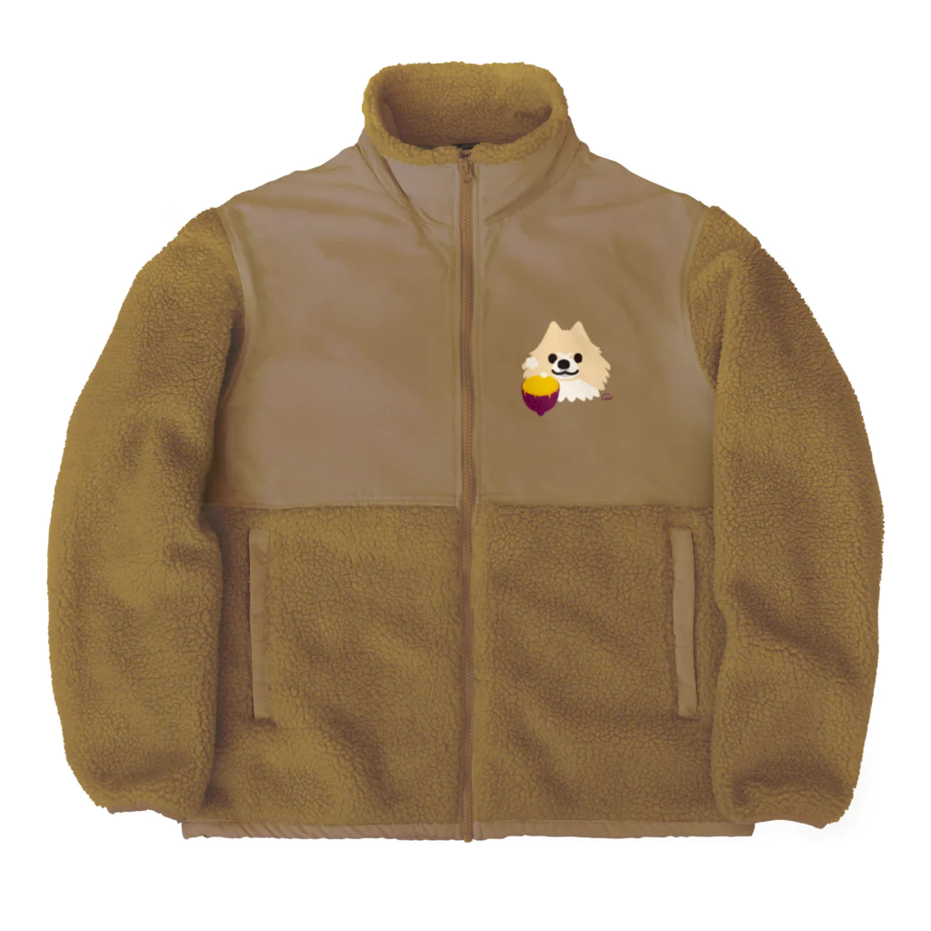 イラスト MONYAAT のワンポイント 焼き芋 味を知ったポメラニアン Boa Fleece Jacket