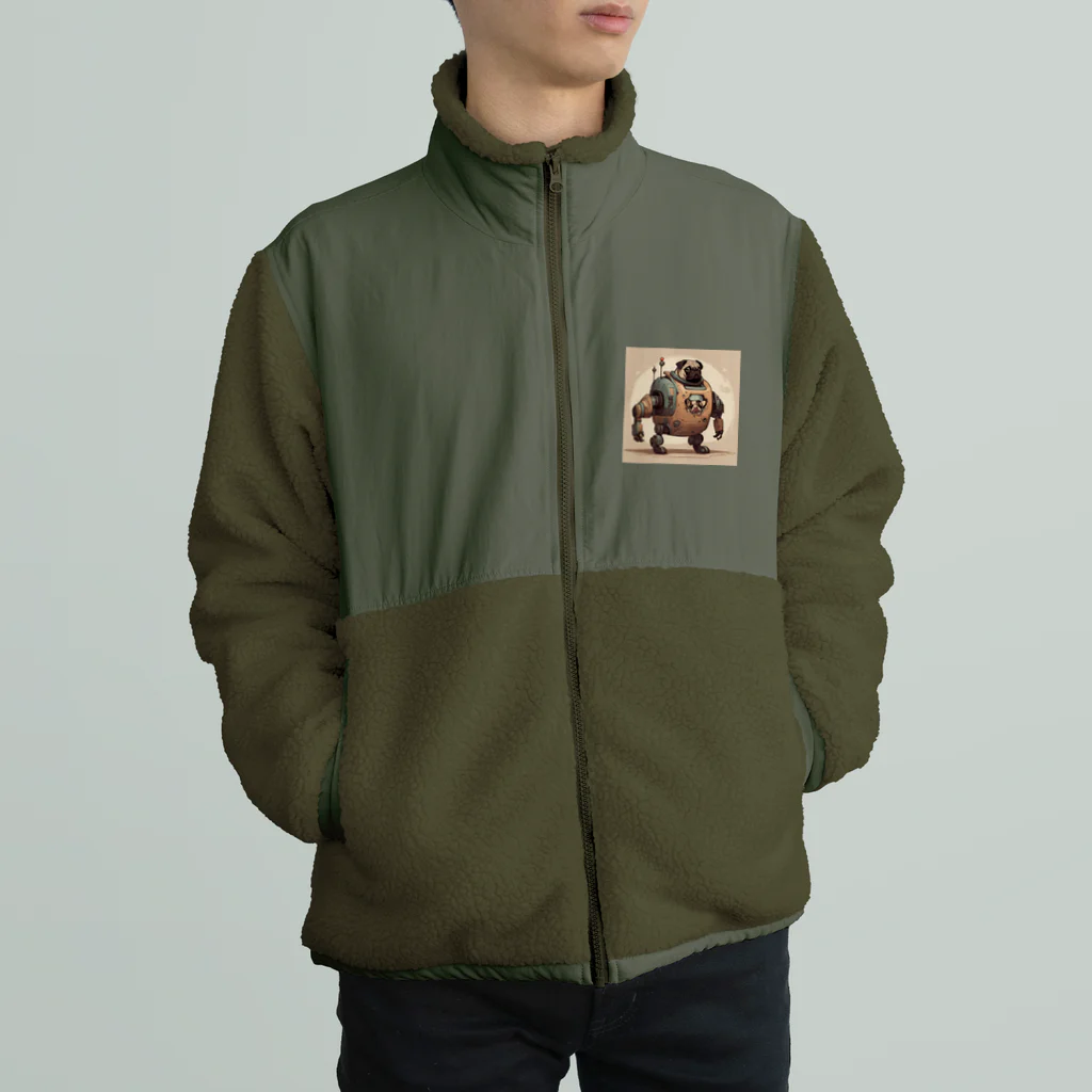 PUGおやじのロボパグ出動 Boa Fleece Jacket