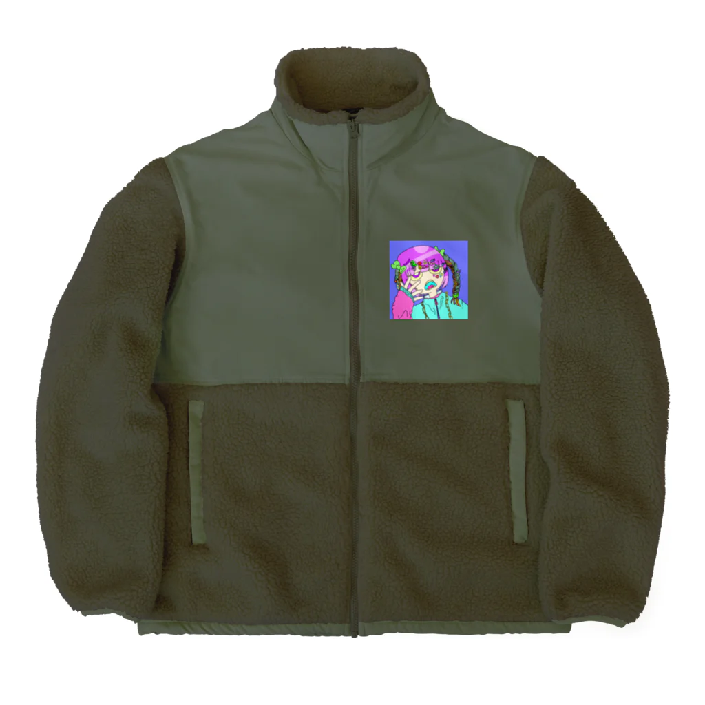 ヤサイニンニクアブラカラメマシマシにゅんぺいのデコラ女子 Boa Fleece Jacket