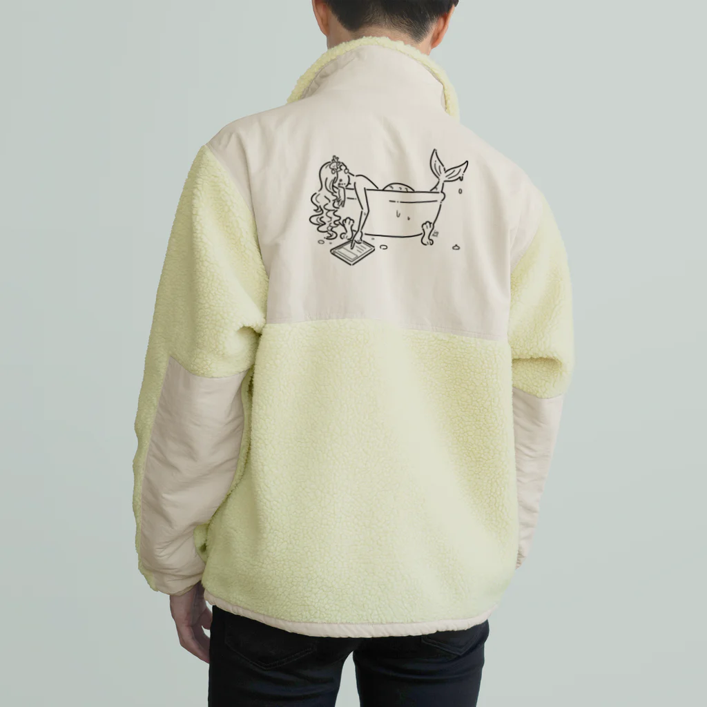 サトウノリコ*の浴室でタブレットを使う人魚【くろ】 Boa Fleece Jacket