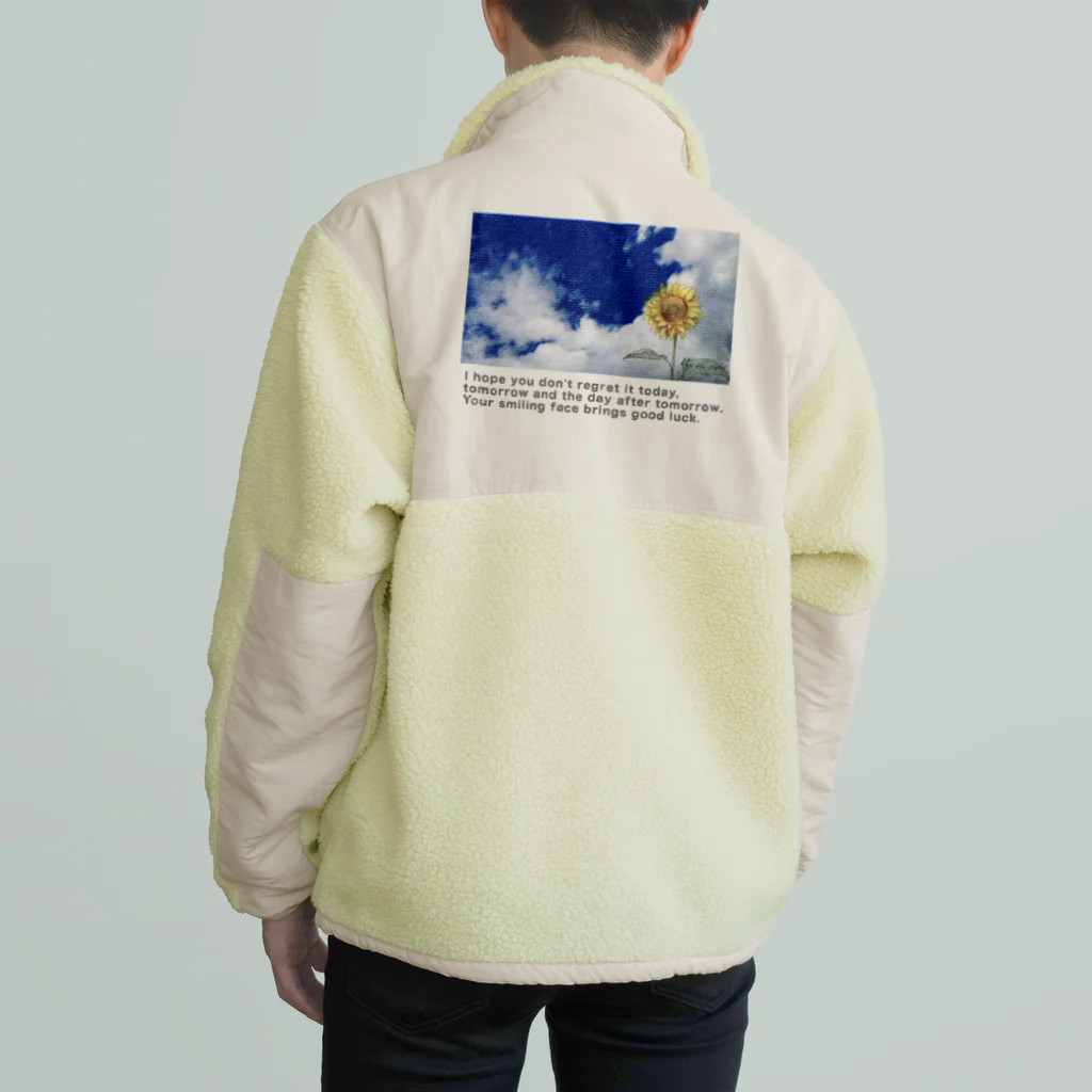 yuu all rightの〝空とひまわり〟向日葵 Boa Fleece Jacket