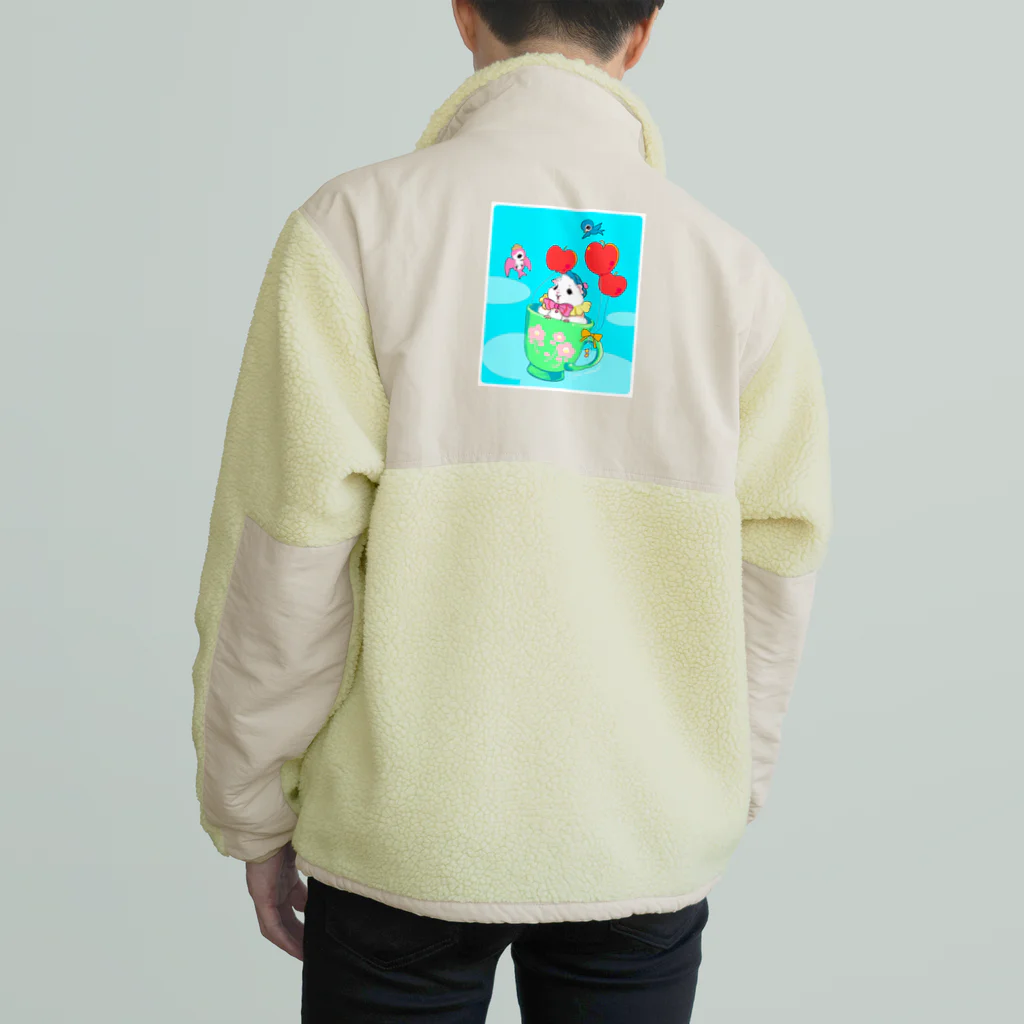 どんぐりまな子🐹のレトロ白モルモットちゃん Boa Fleece Jacket