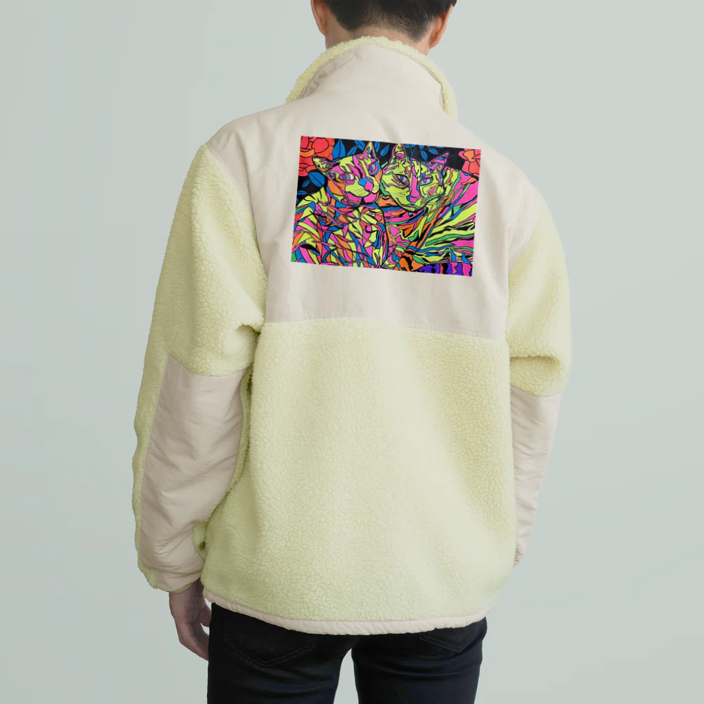 動物絵 Jamanakocic storeのトマトとアライグマカラフルアイテム Boa Fleece Jacket