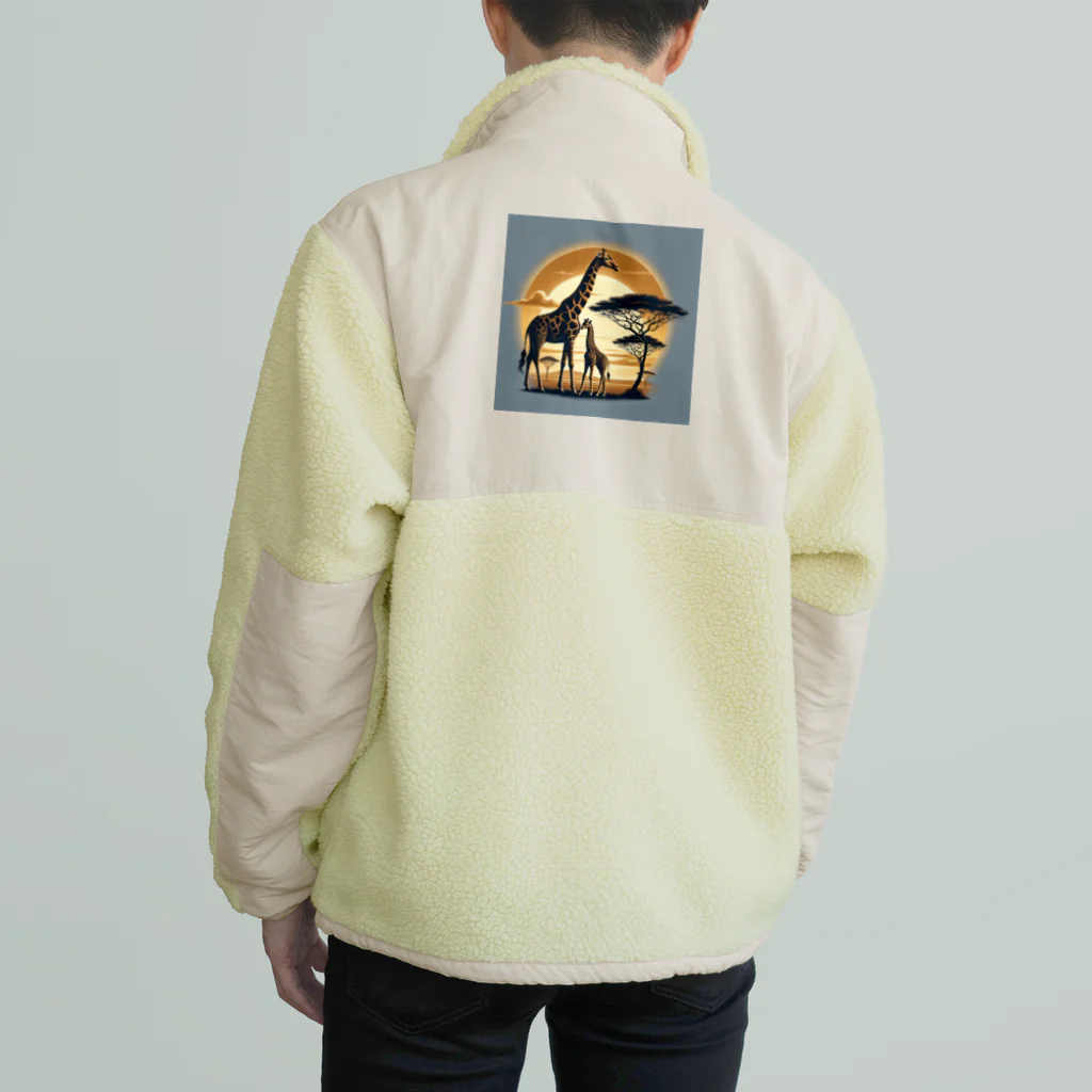 akinyan3128の夕日の中のキリンさん Boa Fleece Jacket