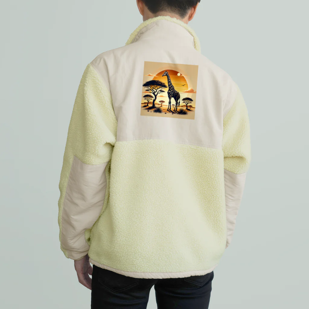 akinyan3128の夕日の中のキリンさん Boa Fleece Jacket