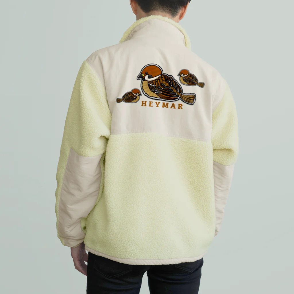 heymar のすずめ　刺繍風 Boa Fleece Jacket