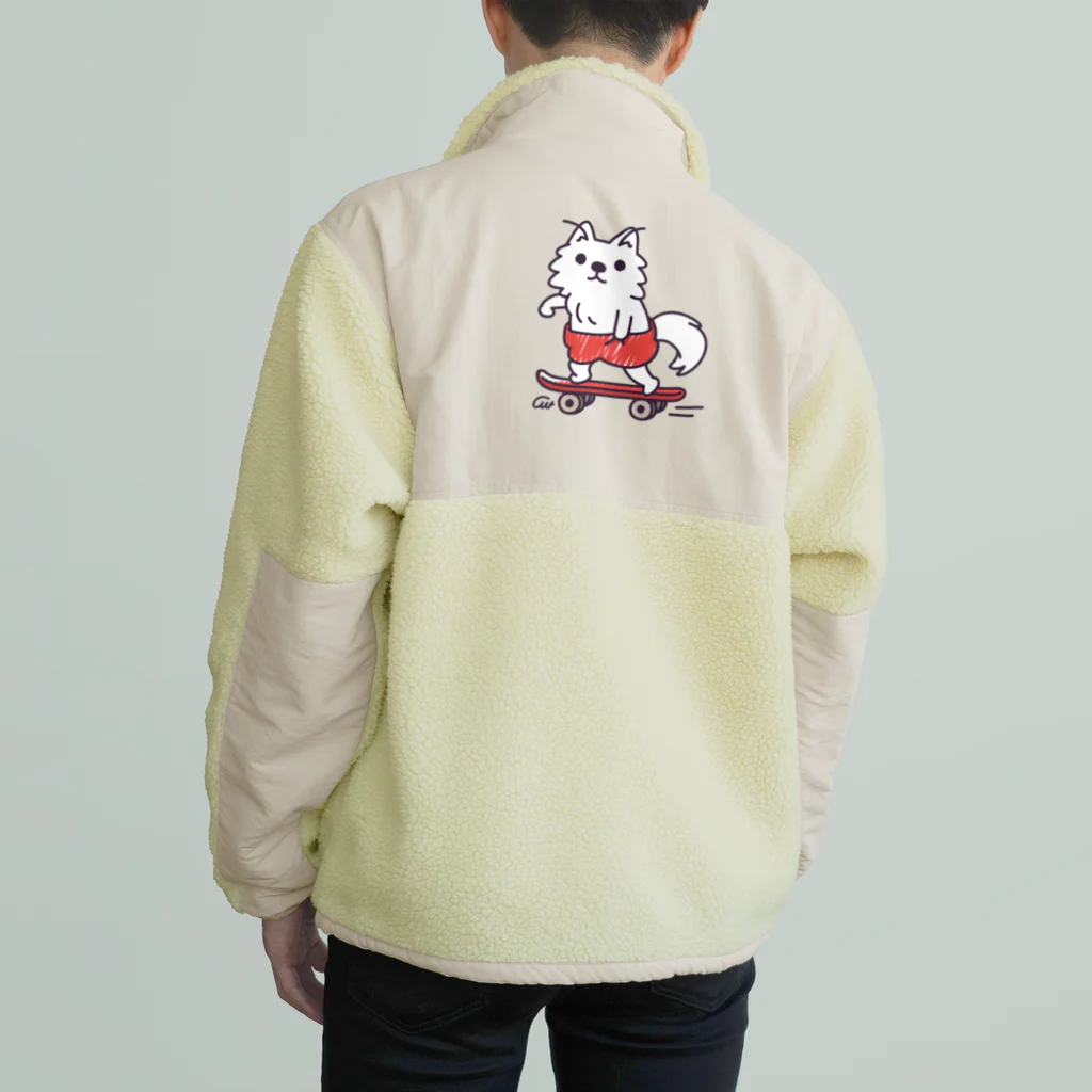 イラスト MONYAAT の赤ぱんポメラのスケボー Boa Fleece Jacket