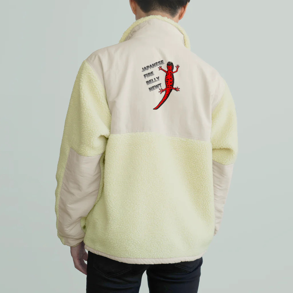 LalaHangeulのJAPANESE FIRE BELLY NEWT (アカハライモリ)　　バックプリント Boa Fleece Jacket