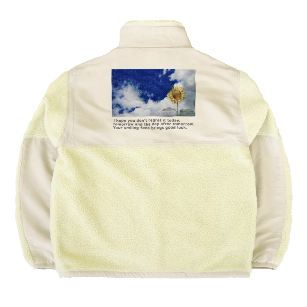 yuu all rightの〝空とひまわり〟向日葵 Boa Fleece Jacket