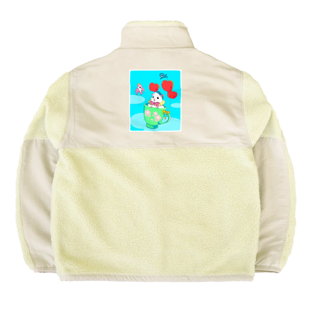 どんぐりまな子🐹のレトロ白モルモットちゃん Boa Fleece Jacket