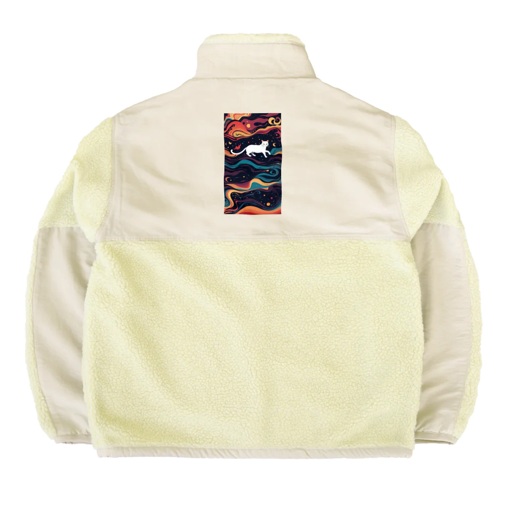 AQUAMETAVERSEの宇宙で遊んでる白猫 アメジスト 2846 Boa Fleece Jacket