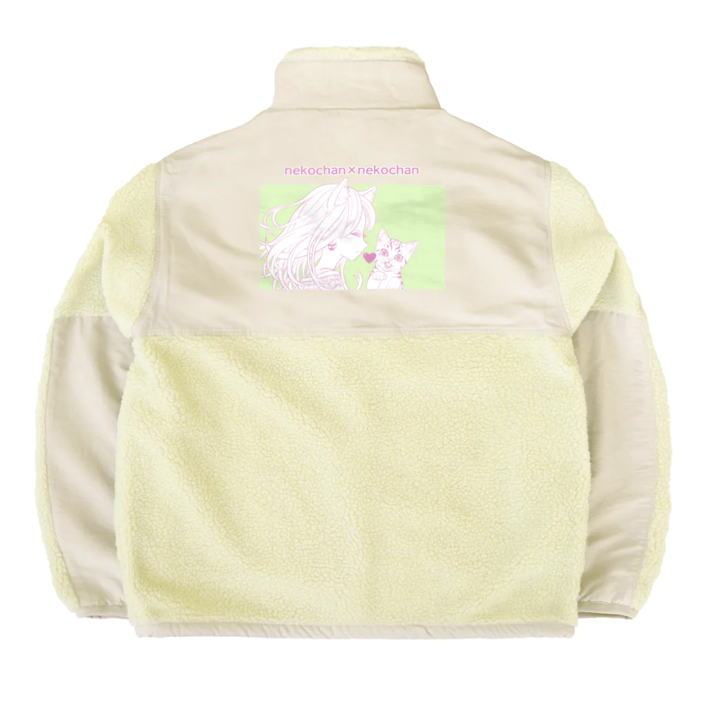 nya-mew（ニャーミュー）のネコチャン×ネコチャン(バックプリント) Boa Fleece Jacket