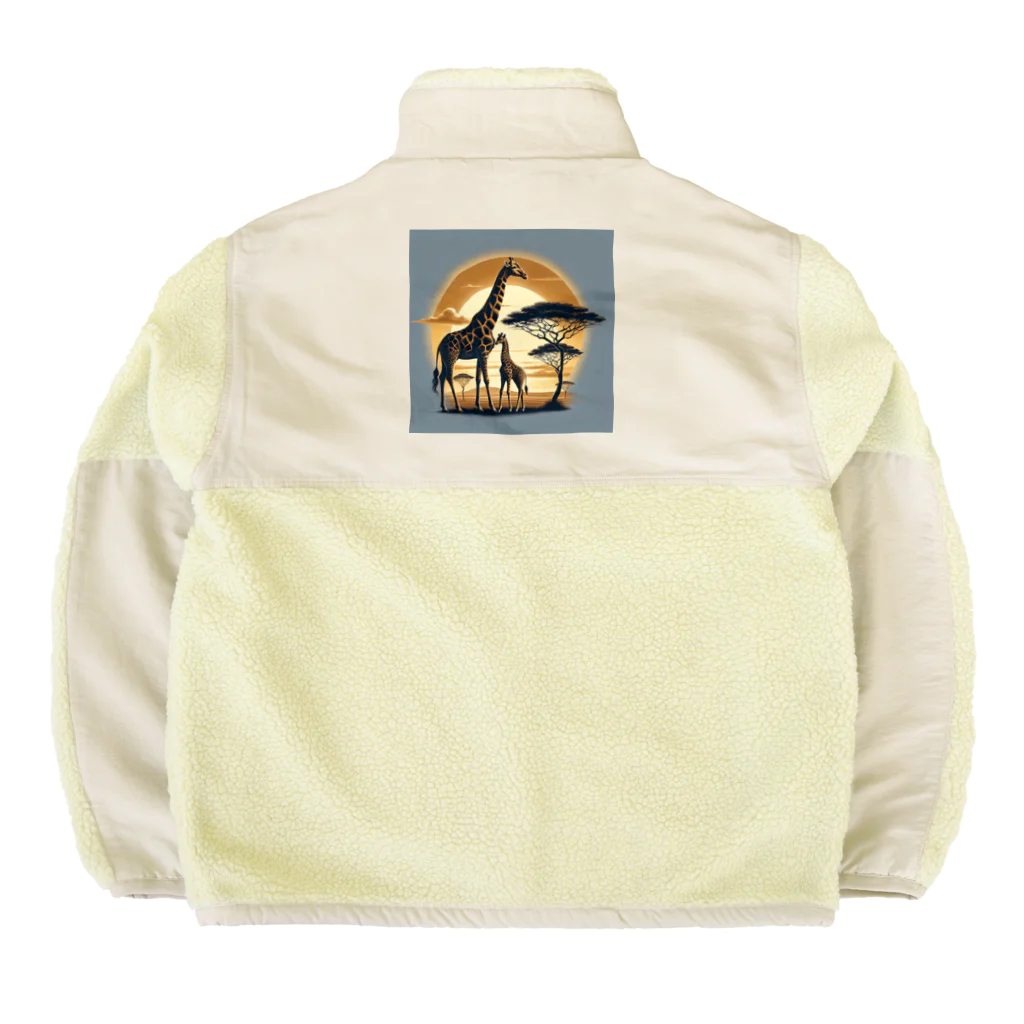 akinyan3128の夕日の中のキリンさん Boa Fleece Jacket