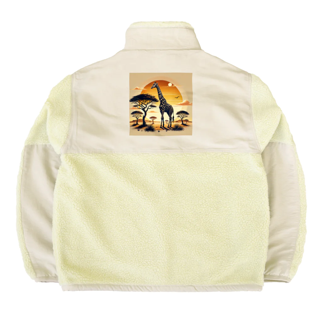 akinyan3128の夕日の中のキリンさん Boa Fleece Jacket