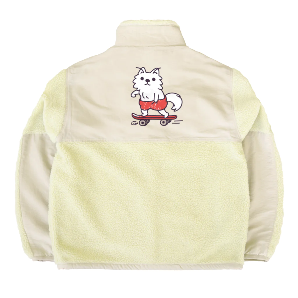 イラスト MONYAAT の赤ぱんポメラのスケボー Boa Fleece Jacket