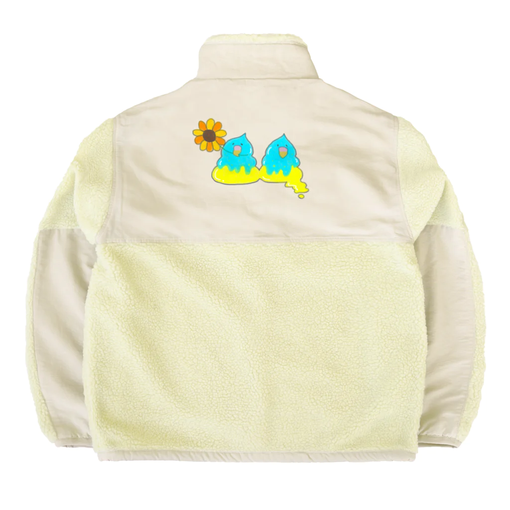 あやしいおばさん くろまめさんのウィンコ（ひまわり） Boa Fleece Jacket