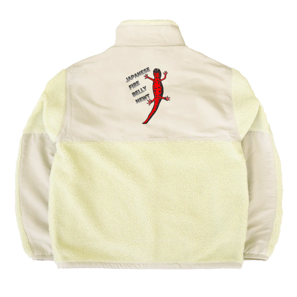 LalaHangeulのJAPANESE FIRE BELLY NEWT (アカハライモリ)　　バックプリント Boa Fleece Jacket